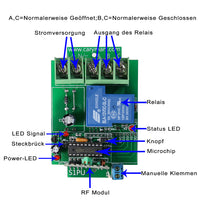 1 Kanal Relais Fernschalter Funksender Steuerung 6V 9V 12V 24V Universalfernbedienung 30A 2000M (Modell 0020524)