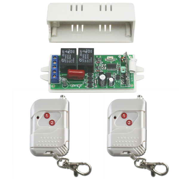 2-Kanal AC 220V Funk Schalter - Sender / Empfänger Set mit Momentan Kontrolle Modus (Modell 0020026)