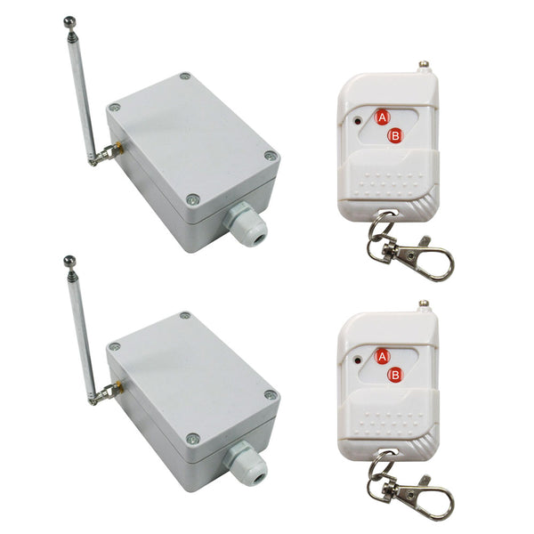 Zwei Sender/Fernbedienung, zwei Empfänger, drahtloses Fernbedienungssystem mit 30A Trockenrelaisausgang (Modell 0020300)